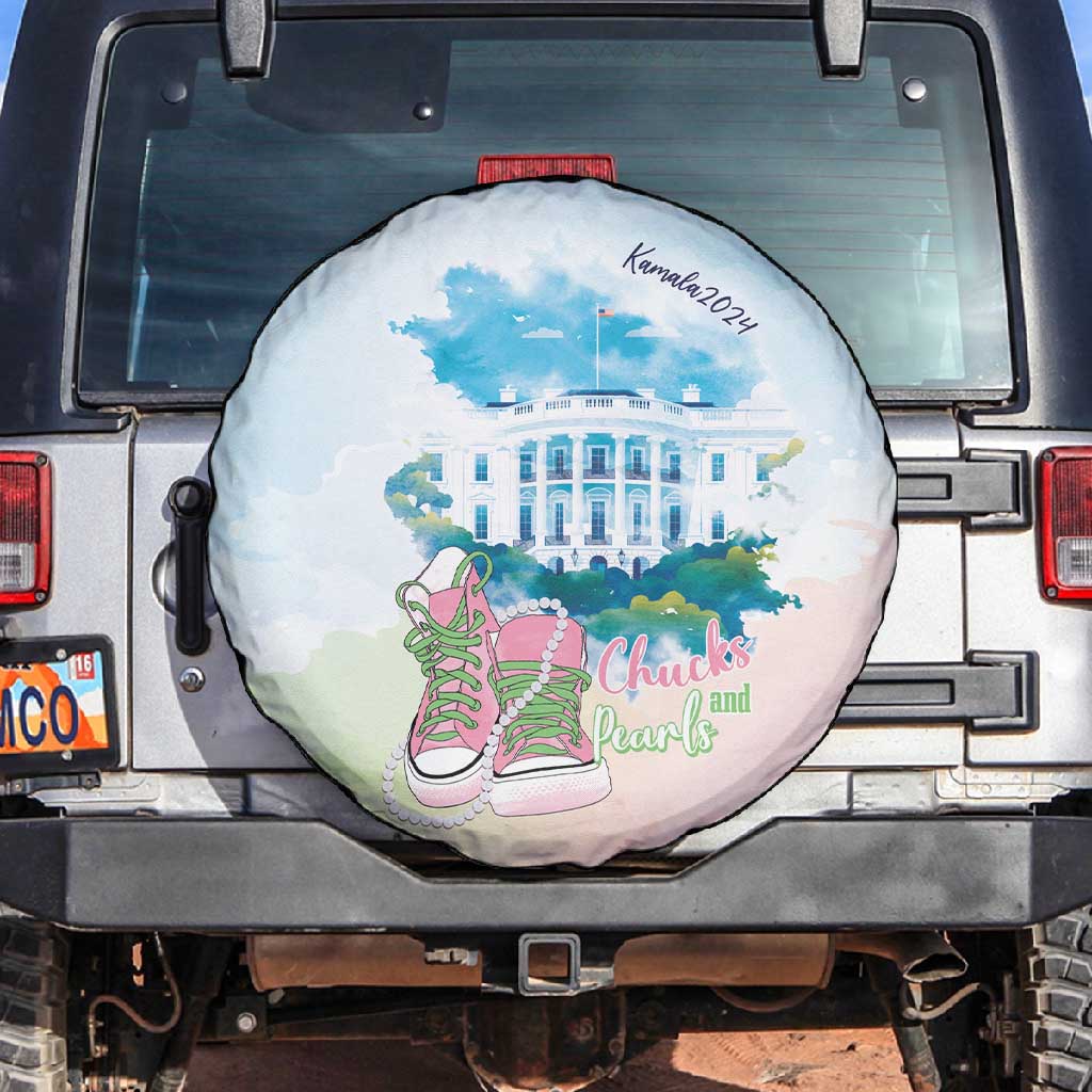 Chucks N Pearls 2024 Spare Tire Cover Pink Green Rocking The World