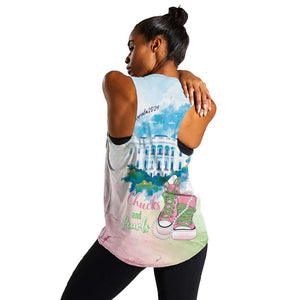 Chucks N Pearls 2024 Women Racerback Tank Pink Green Rocking The World