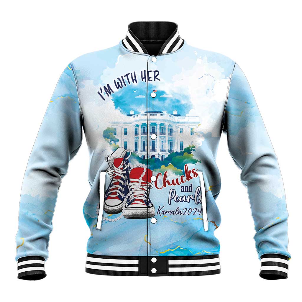 Chucks N Pearls 2024 Baseball Jacket I'm With Her LT7