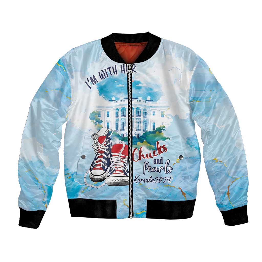 Chucks N Pearls 2024 Bomber Jacket I'm With Her