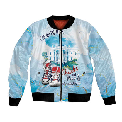 Chucks N Pearls 2024 Bomber Jacket I'm With Her