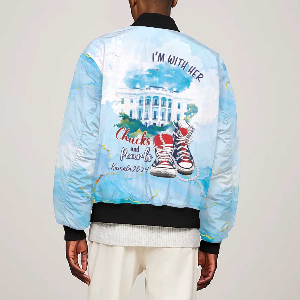 Chucks N Pearls 2024 Bomber Jacket I'm With Her