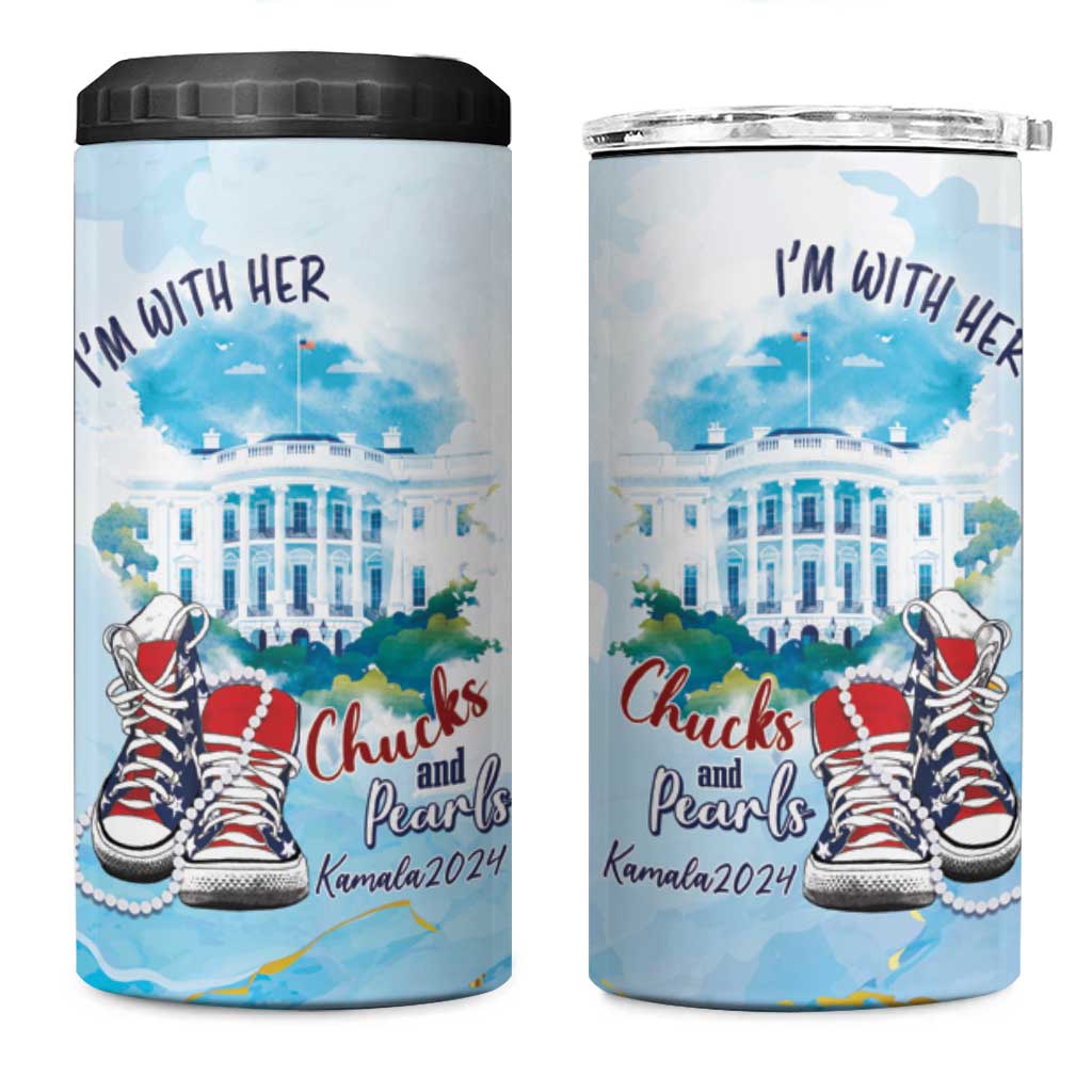 Chucks N Pearls 2024 4 in 1 Can Cooler Tumbler I'm With Her