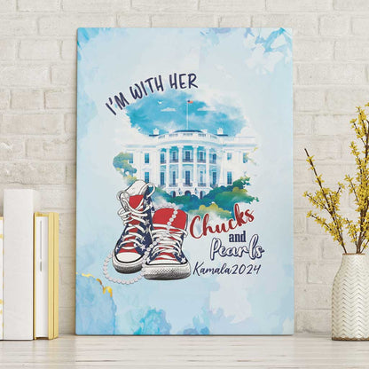 Chucks N Pearls 2024 Canvas Wall Art I'm With Her