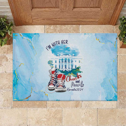 Chucks N Pearls 2024 Rubber Doormat I'm With Her