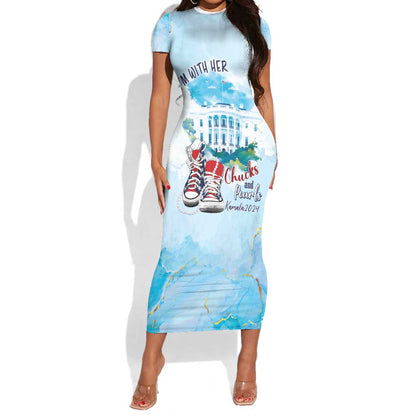 Chucks N Pearls 2024 Short Sleeve Bodycon Dress I'm With Her LT7