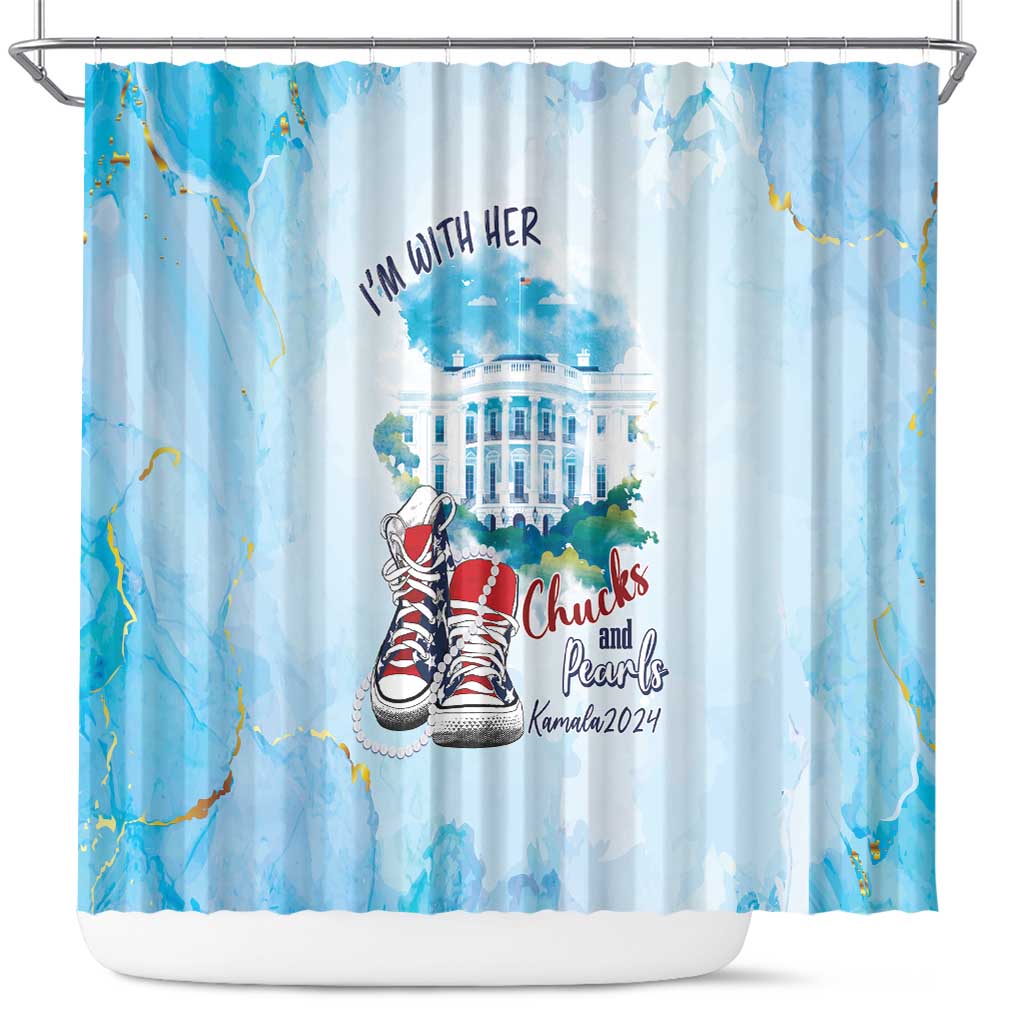 Chucks N Pearls 2024 Shower Curtain I'm With Her