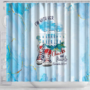 Chucks N Pearls 2024 Shower Curtain I'm With Her