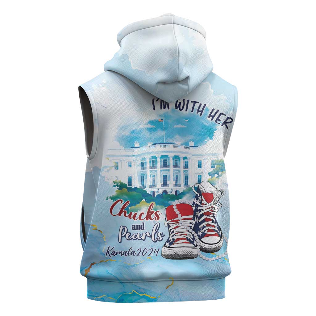 Chucks N Pearls 2024 Sleeveless Zip Hoodie I'm With Her - African Pride