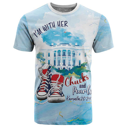 Chucks N Pearls 2024 T shirt I'm With Her