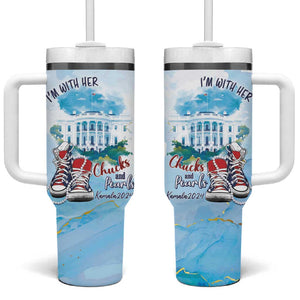 Chucks N Pearls 2024 Tumbler With Handle I'm With Her