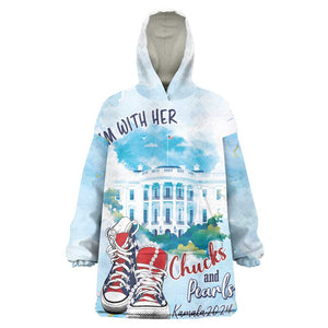 Chucks N Pearls 2024 Wearable Blanket Hoodie I'm With Her