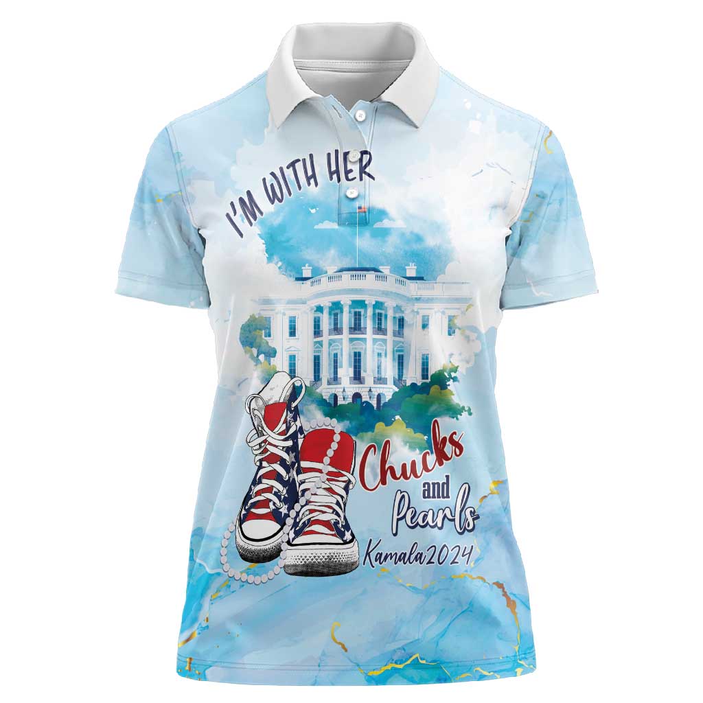 Chucks N Pearls 2024 Women Polo Shirt I'm With Her