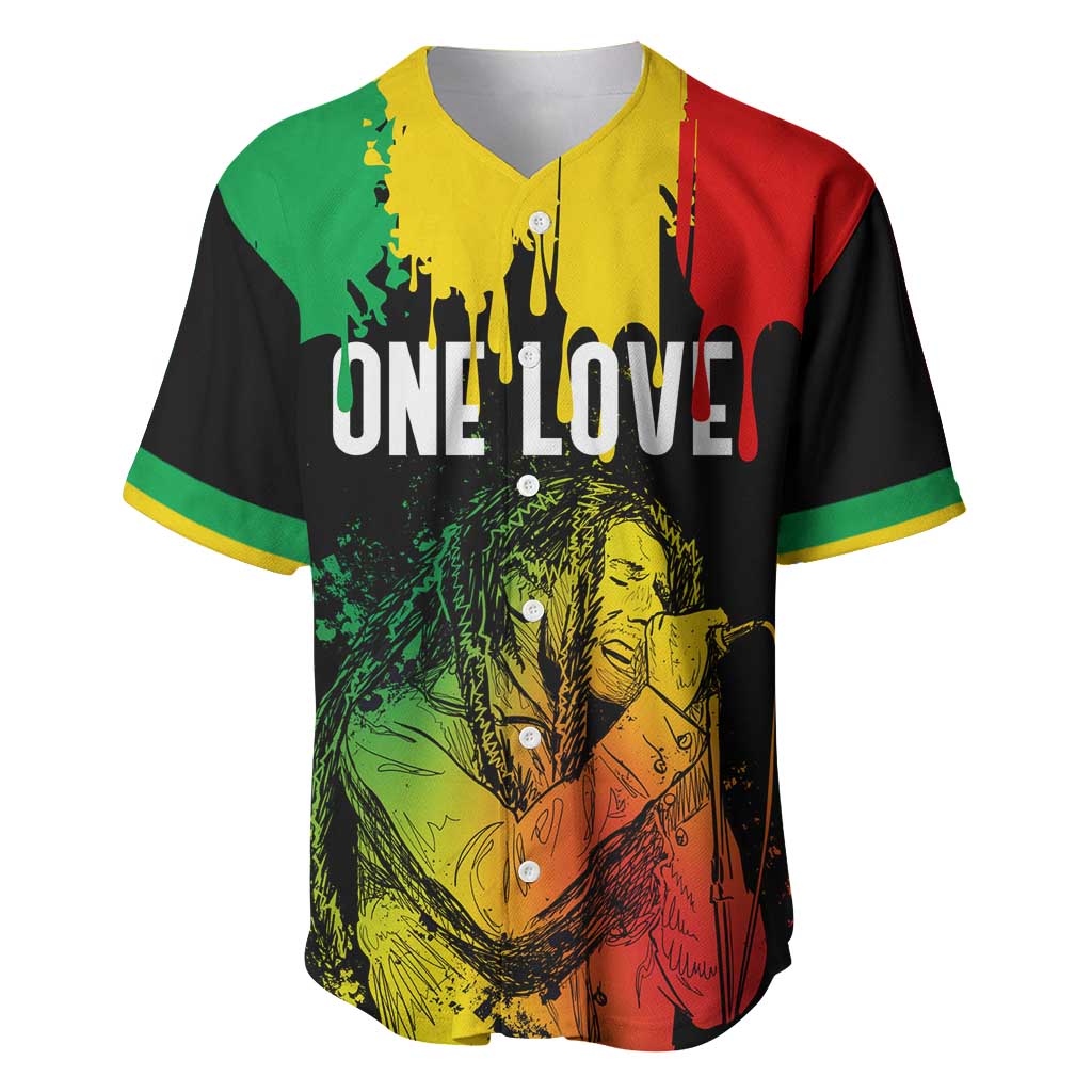 Jamaica Reggae King Baseball Jersey Sketch Style One Love