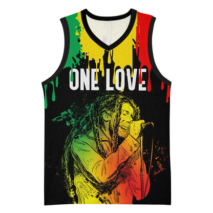 Jamaica Reggae King Basketball Jersey Sketch Style One Love LT7