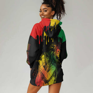 Jamaica Reggae King Hoodie Dress Sketch Style One Love