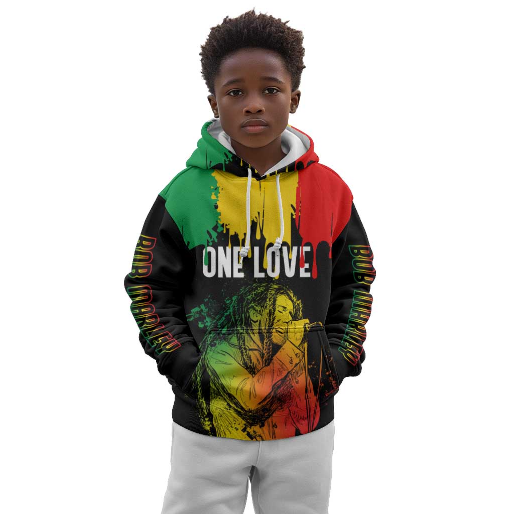 Jamaica Reggae King Kid Hoodie Sketch Style One Love