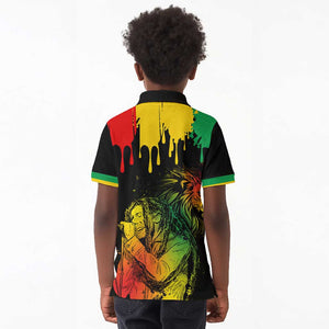 Jamaica Reggae King Kid Polo Shirt Sketch Style One Love