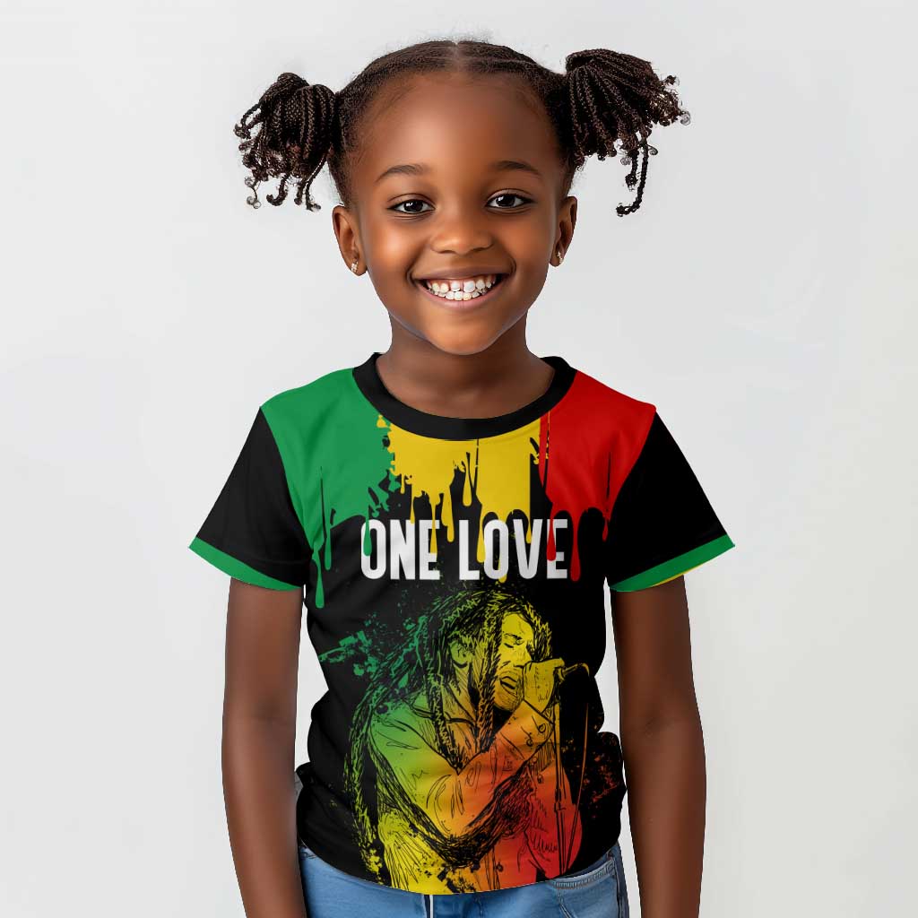 Jamaica Reggae King Kid T shirt Sketch Style One Love