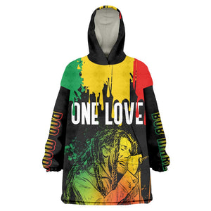 Jamaica Reggae King KId Wearable Blanket Hoodie Sketch Style One Love