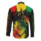 Jamaica Reggae King Long Sleeve Button Shirt Sketch Style One Love