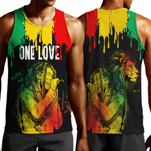 Jamaica Reggae King Men Tank Top Sketch Style One Love