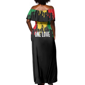 Jamaica Reggae King Off Shoulder Maxi Dress Sketch Style One Love