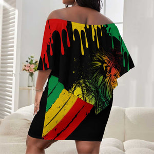 Jamaica Reggae King Off Shoulder Short Dress Sketch Style One Love LT7