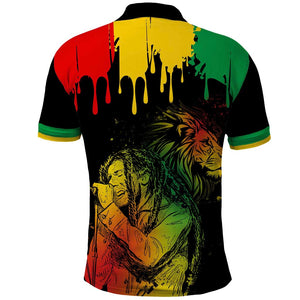 Jamaica Reggae King Polo Shirt Sketch Style One Love