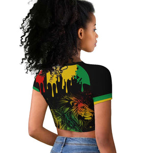 Jamaica Reggae King Raglan Cropped T shirt Sketch Style One Love