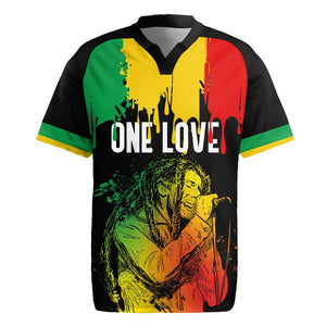 Jamaica Reggae King Rugby Jersey Sketch Style One Love