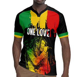 Jamaica Reggae King Rugby Jersey Sketch Style One Love