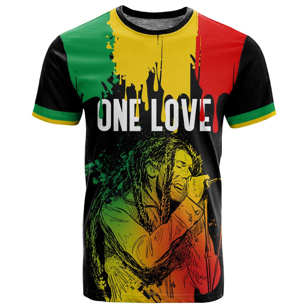 Jamaica Reggae King T shirt Sketch Style One Love