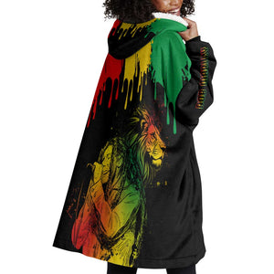 Jamaica Reggae King Wearable Blanket Hoodie Sketch Style One Love