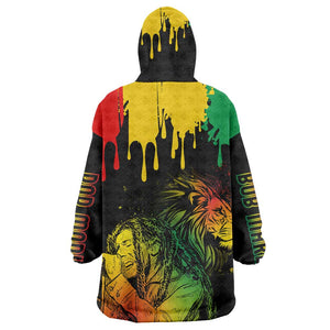 Jamaica Reggae King Wearable Blanket Hoodie Sketch Style One Love