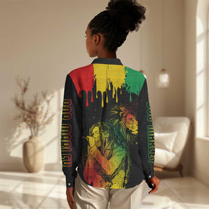 Jamaica Reggae King Women Casual Shirt Sketch Style One Love