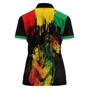 Jamaica Reggae King Women Polo Shirt Sketch Style One Love