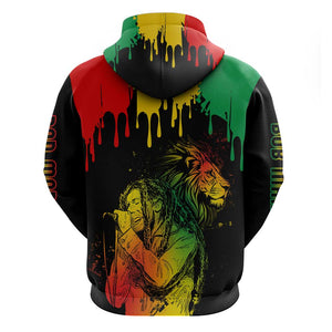 Jamaica Reggae King Zip Hoodie Sketch Style One Love