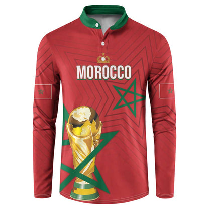 Morocco Football WC2026 Custom Button Sweatshirt Atlas Lions - Conquer The World