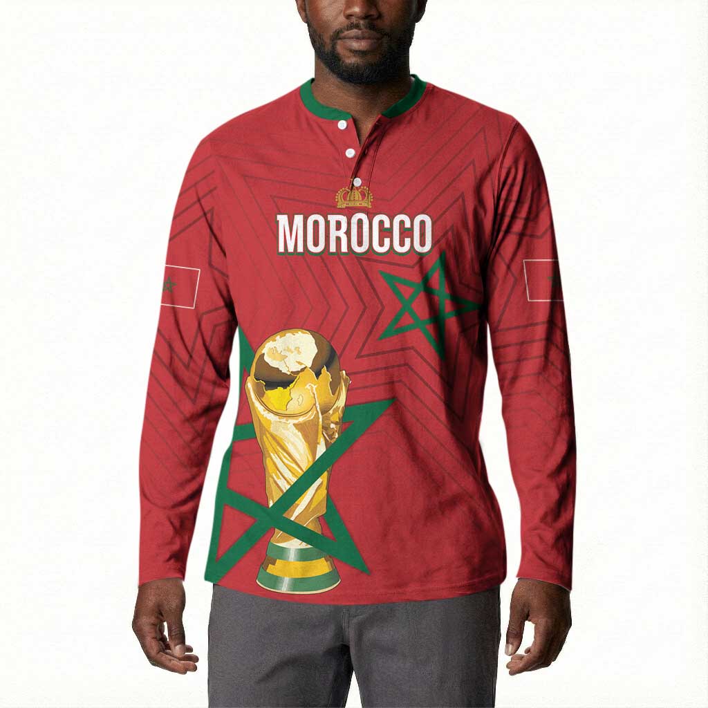 Morocco Football WC2026 Custom Button Sweatshirt Atlas Lions - Conquer The World