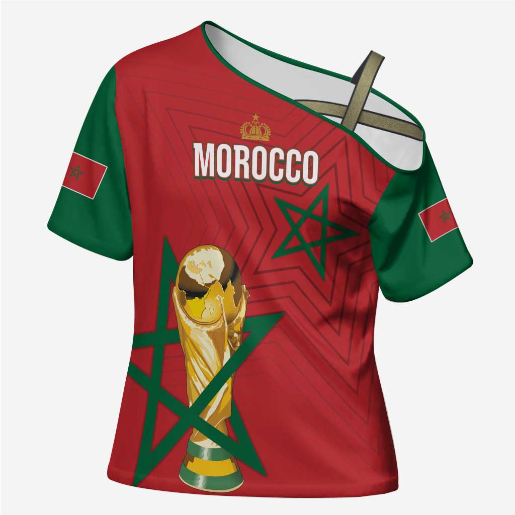 Morocco Football WC2026 Custom Cross Shoulder Shirt Atlas Lions - Conquer The World - African Pride
