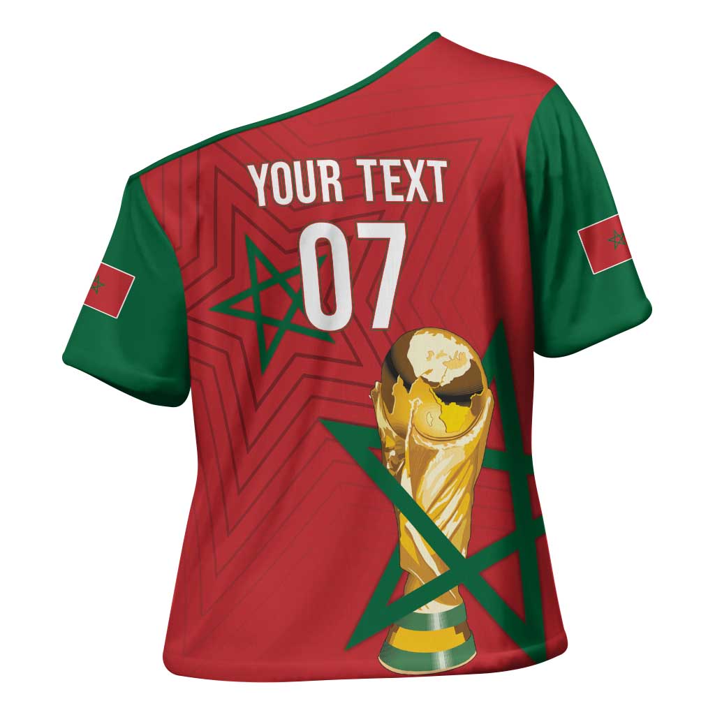 Morocco Football WC2026 Custom Cross Shoulder Shirt Atlas Lions - Conquer The World - African Pride