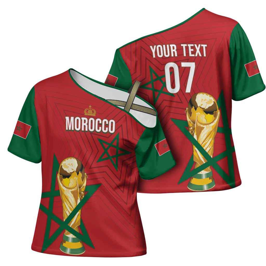 Morocco Football WC2026 Custom Cross Shoulder Shirt Atlas Lions - Conquer The World - African Pride