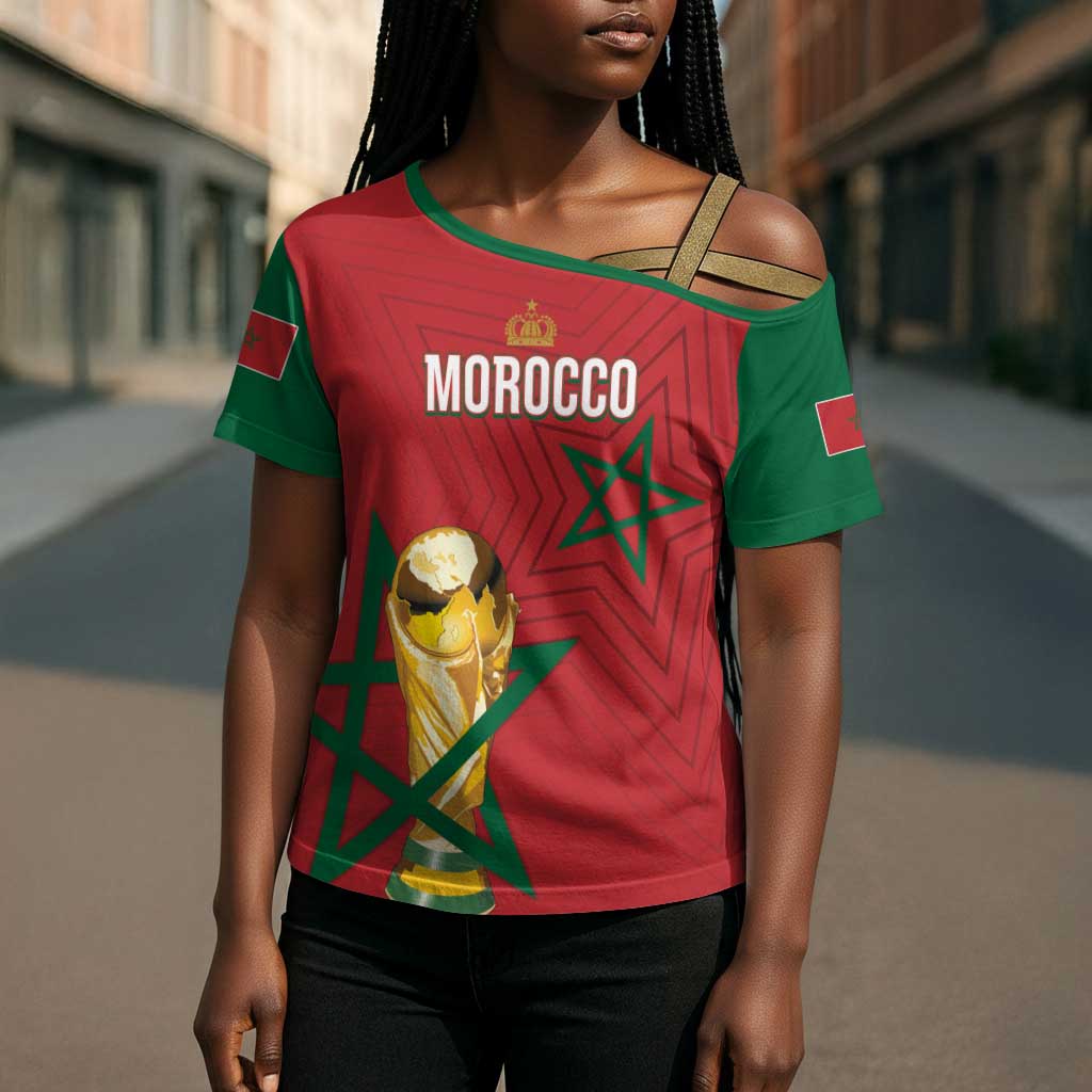 Morocco Football WC2026 Custom Cross Shoulder Shirt Atlas Lions - Conquer The World - African Pride