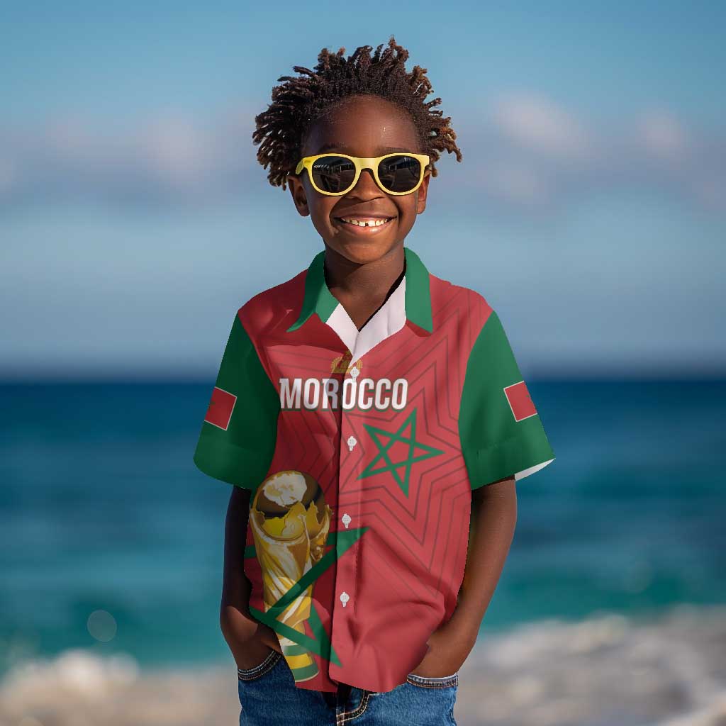 Morocco Football WC2026 Custom Kid Hawaiian Shirt Atlas Lions - Conquer The World LT7