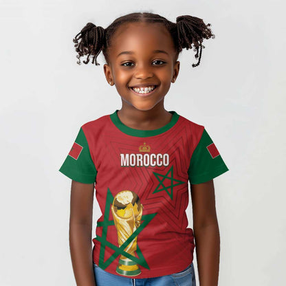 Morocco Football WC2026 Custom Kid T shirt Atlas Lions - Conquer The World LT7