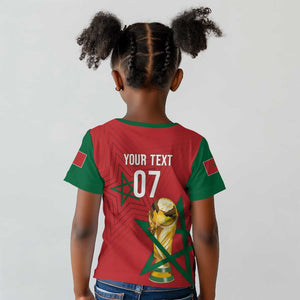 Morocco Football WC2026 Custom Kid T shirt Atlas Lions - Conquer The World LT7