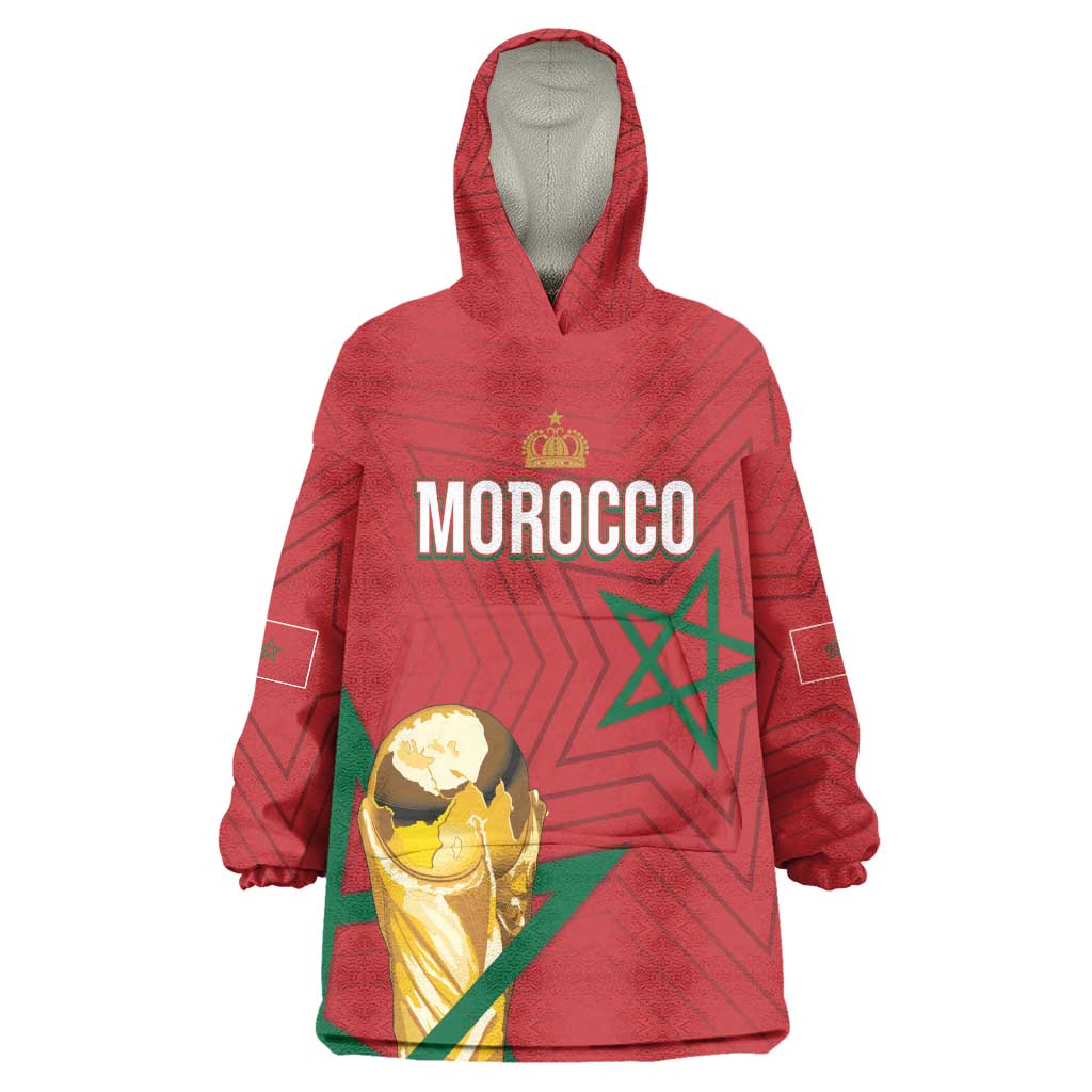 Morocco Football WC2026 Custom Kid Wearable Blanket Hoodie Atlas Lions - Conquer The World - African Pride