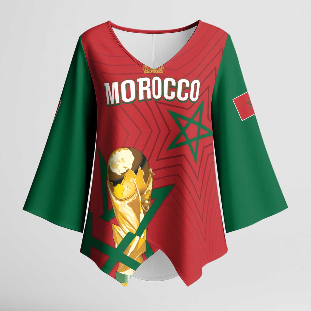 Morocco Football WC2026 Custom Kimono Sleeve Blouse Atlas Lions - Conquer The World - African Pride