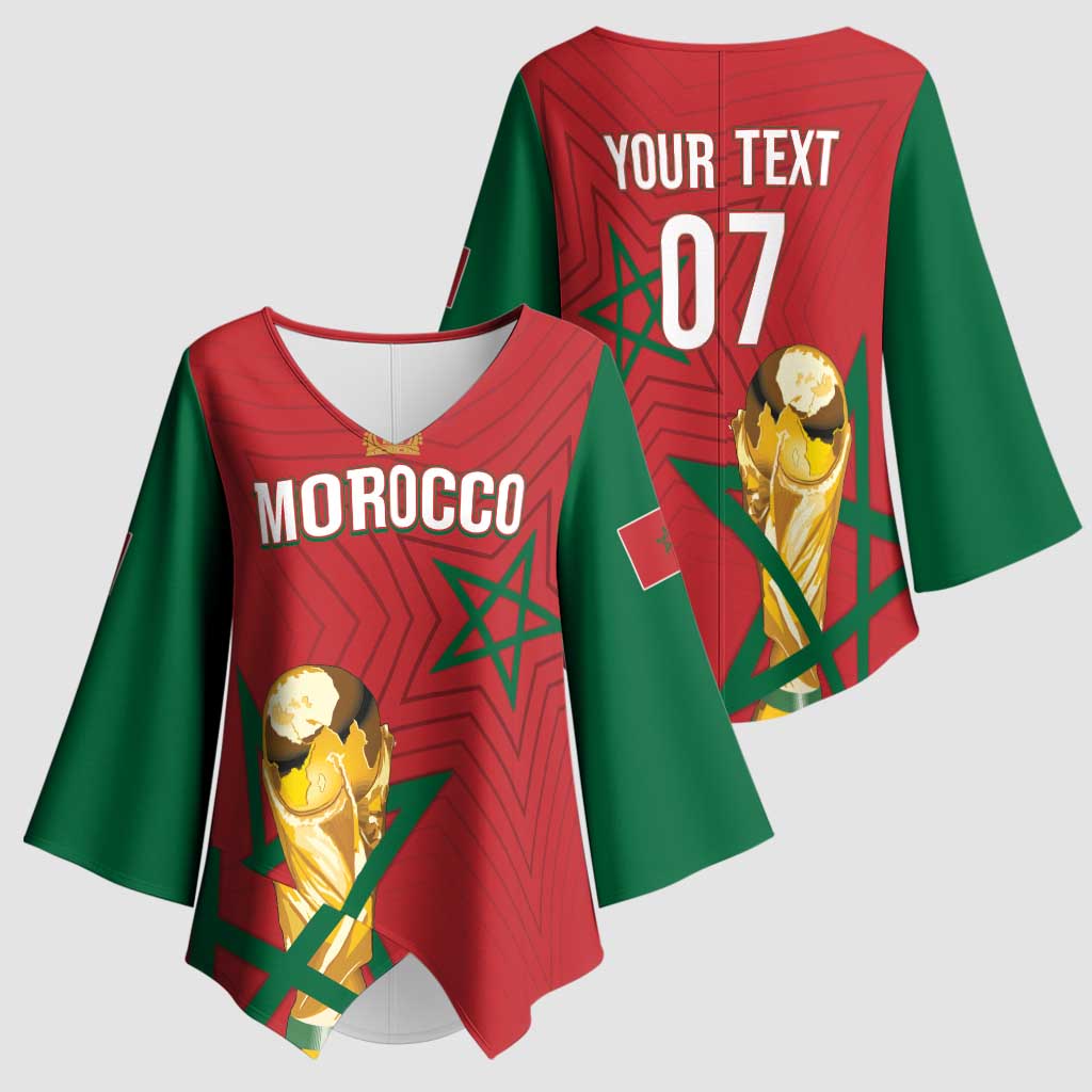 Morocco Football WC2026 Custom Kimono Sleeve Blouse Atlas Lions - Conquer The World - African Pride